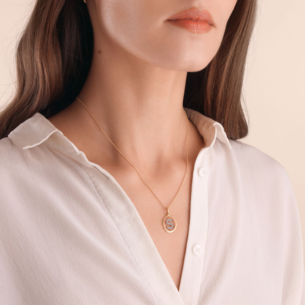 18kt Gold Diamond Initial S Necklace | Annoushka jewelley